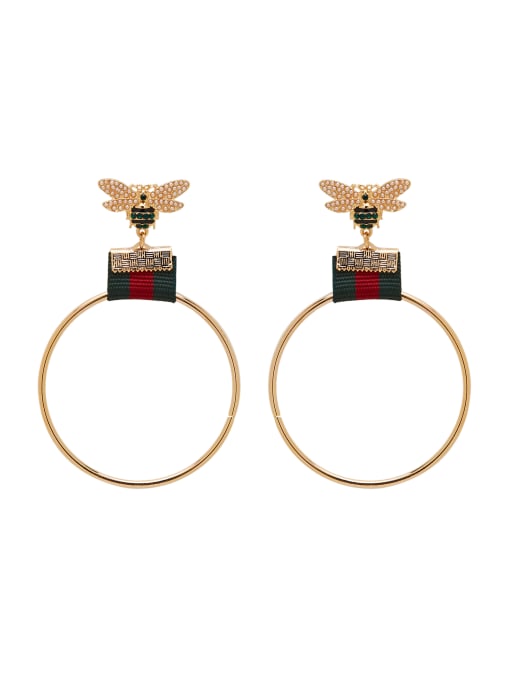 Ai Feng Personalized Gold Plated Zinc Alloy Gold Round Drop hoop Earring 0
