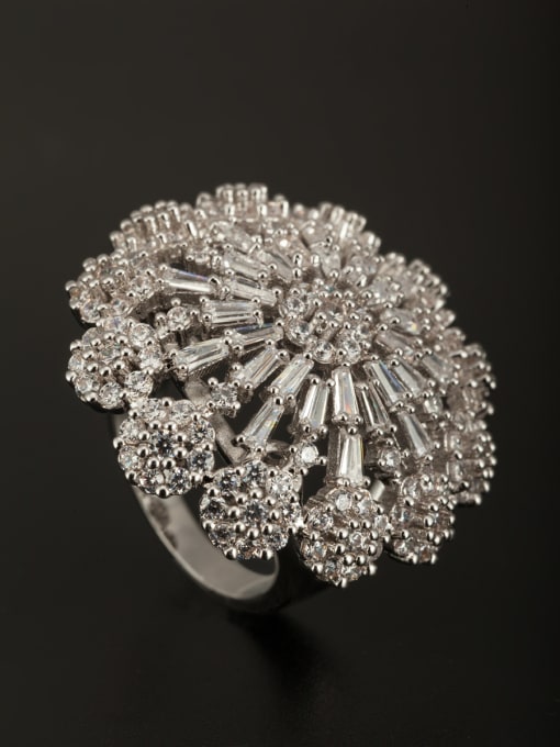Tabora GODKI Luxury Women Wedding Dubai Platinum Plated Copper Flower Zircon White Ring 0