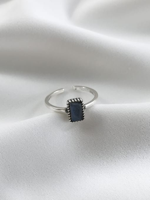 MINI STUDIO Square Band band ring with 925 silver Stone