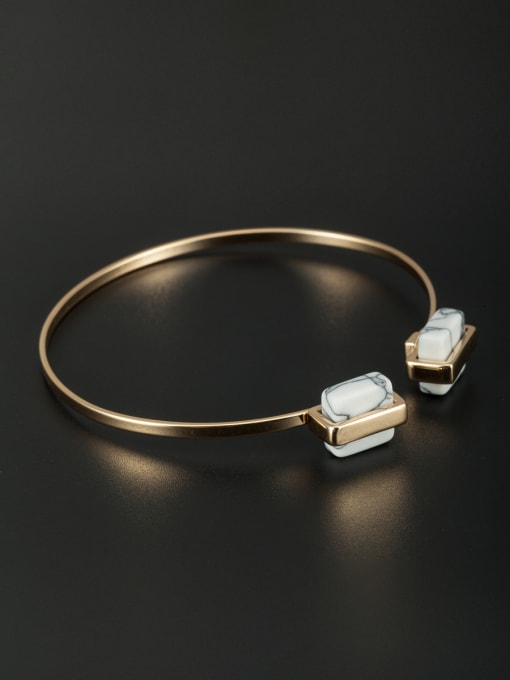 Cubic Y80 Gold Plated Square Stone White Bangle 0