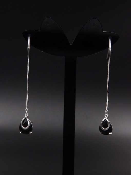 LB RAIDER Platinum Plated chain Black Zircon Beautiful Drop drop Earring 0