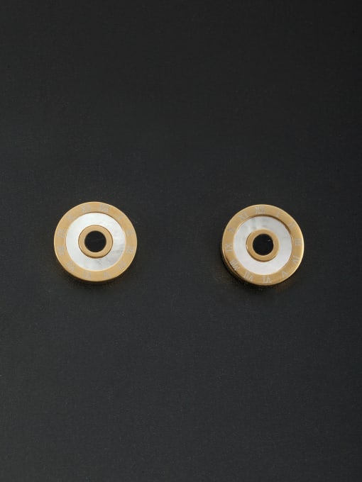 Jennifer Kou Gold Round Studs stud Earring with Stainless steel