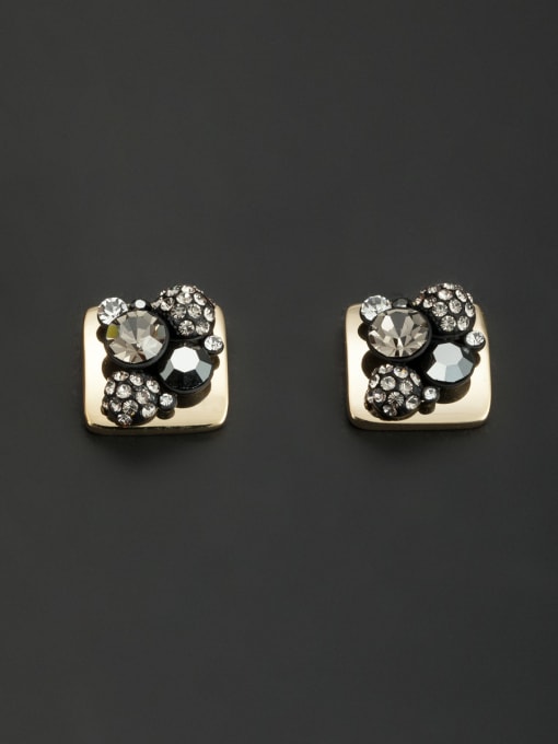 Lauren Mei Square style with Gold Plated Rhinestone Studs stud Earring 0