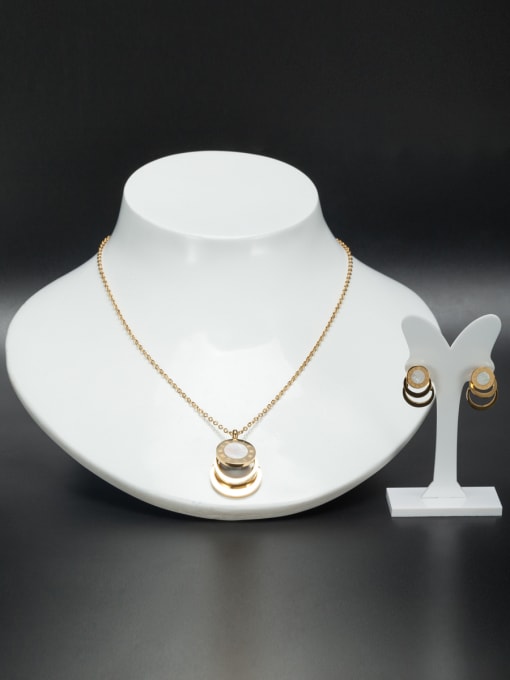 Jennifer Kou Mother's Initial Gold 2 Pieces Set with Round 1