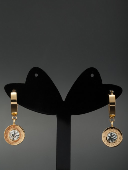 Jennifer Kou Stainless steel Round Rhinestone Gold Drop drop Earring