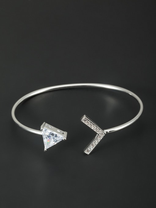 Lauren Mei A Platinum Plated Stylish Zircon Bangle Of Triangle 0