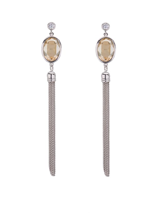 Guurachi Mother's Initial Apricot Drop threader Earring with austrian Crystals 0