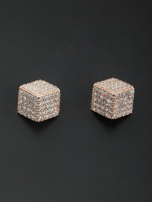 LB RAIDER White color Rose Plated Square Zircon Studs stud Earring