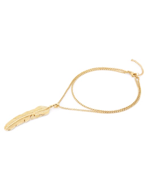 David Wa Custom Gold Feather necklace with Gold Plated Titanium