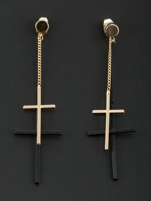 Cubic Y80 The new Gold Plated Cross Drop drop Earring with Multicolor 0