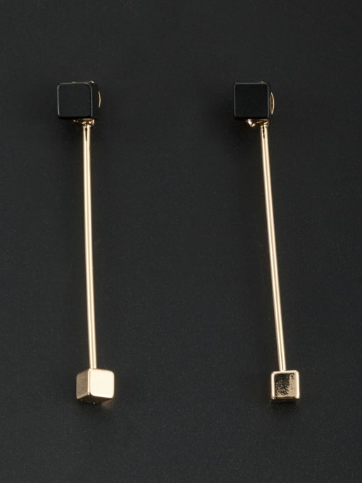 Cubic Y80 Gold Plated Square Black Beautiful Drop drop Earring