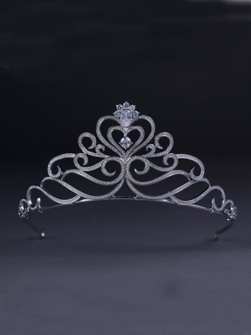 Bride Talk Platinum Plated Heart White Zircon Beautiful Wedding Crown