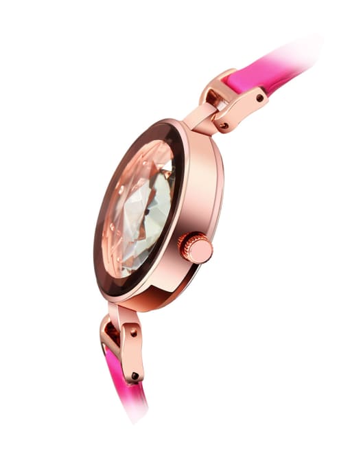 JULIUS Fashion Pink Alloy Japanese Quartz Round Genuine Leather Women's Watch 28-31.5mm 4