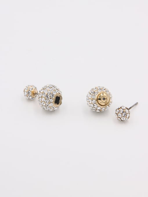 LB RAIDER Mother's Initial White Studs stud Earring with Round Rhinestone