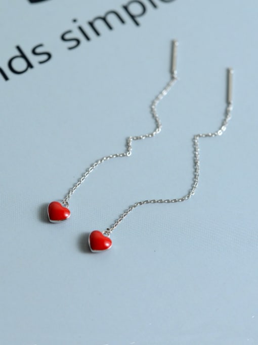  Mother's Initial Red Drop drop Earring with Heart Enamel