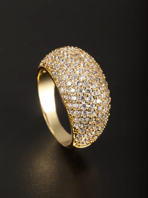 MING BOUTIQUE Gold Plated Copper Zircon White Ring 6#-9# 0