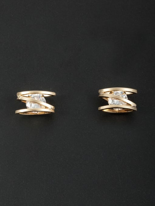 Cubic Y80 Model No DCZ2405P-001 New design Gold Plated Zircon Studs stud Earring in White color 0