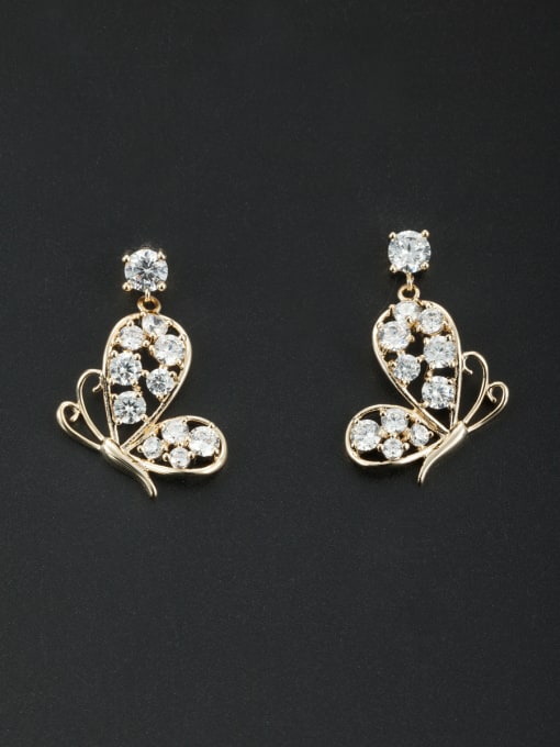 LB RAIDER Model No NY37438 Mother's Initial White Drop drop Earring with Butterfly Zircon 0