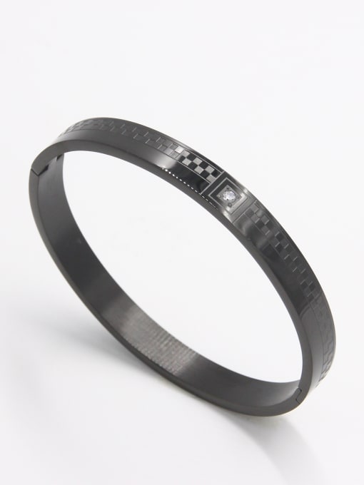YUAN RUN Mother's Initial Black Bangle with  Zircon   63MMX55MM 0