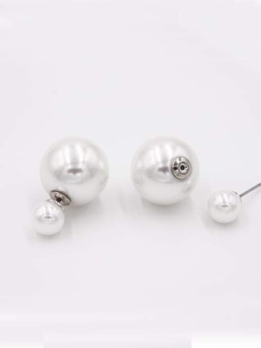 LB RAIDER Model No NY32633-007 New design Platinum Plated Round Pearl Studs stud Earring in White color 0