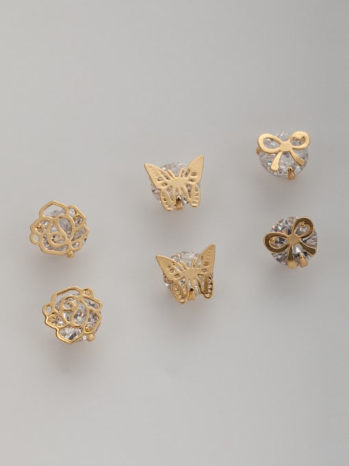 Lauren Mei The new Gold Plated Zircon Butterfly Studs stud Earring with White 0