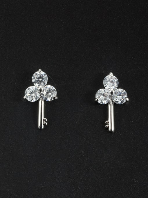 LB RAIDER Model No LYE172062B Mother's Initial White Studs stud Earring with Zircon
