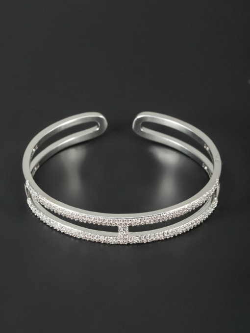 Lauren Mei White Bangle with Platinum Plated Zircon 0