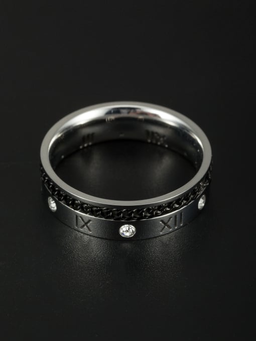 Jennifer Kou Custom Black band ring with Stainless steel 6-9# 1