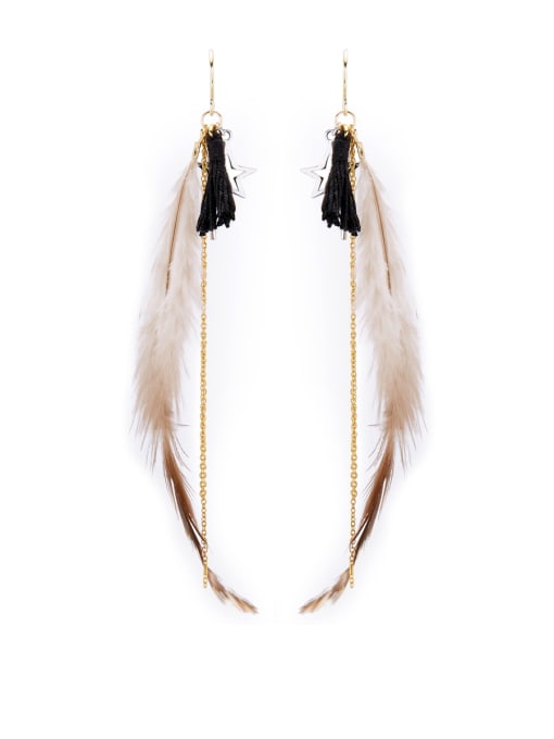 Lang Tony Feather Drop drop Earring with Gold Plated Copper