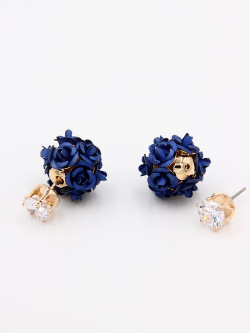 LB RAIDER Mother's Initial Navy Drop drop Earring with Flower Zircon 0