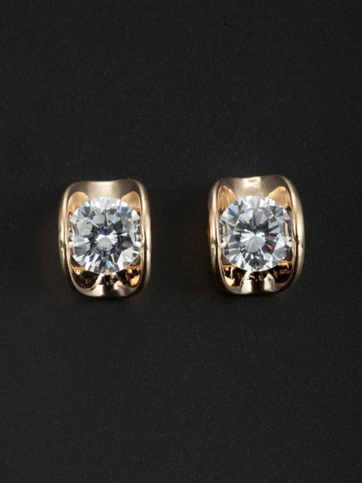 Cubic Y80 Personalized Gold Plated White Geometric Zircon Studs stud Earring 0