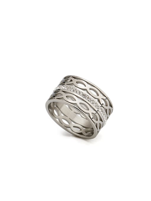 Jennifer Kou Rust Statement Youself ! Silver-Plated Stainless steel  Band band ring 0
