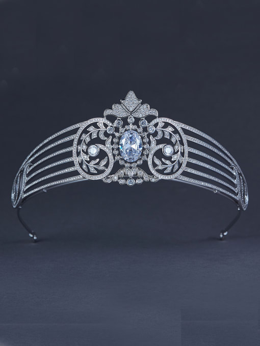 Bride Talk Platinum Plated Stylish Zircon Wedding Crown