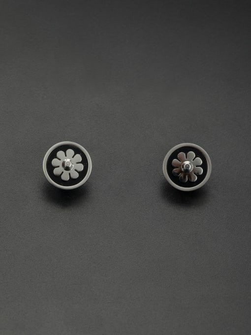 Jennifer Kou Stainless steel Flower Black Beautiful Studs stud Earring 0