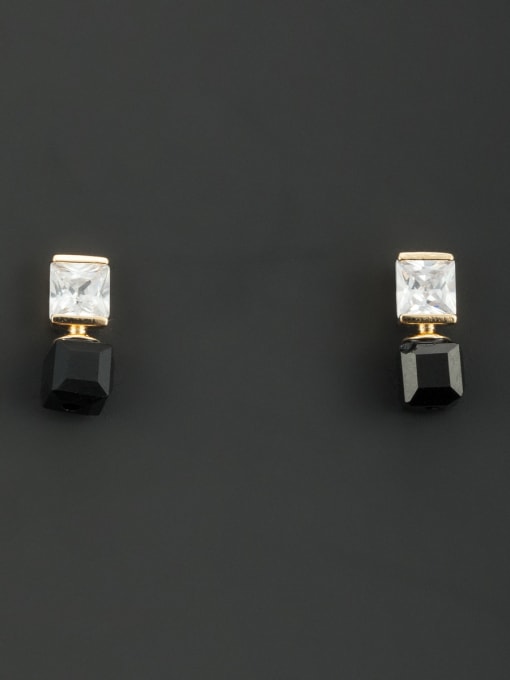 Lauren Mei New design Gold Plated Square Zircon Studs stud Earring in White color 0