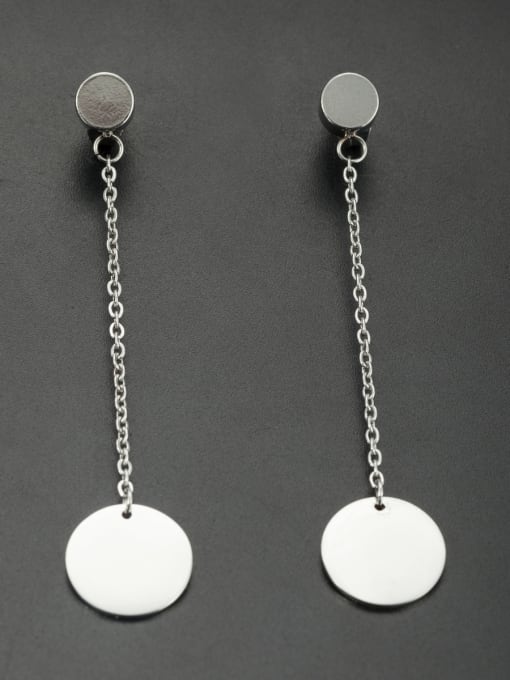 Jennifer Kou White Round Drop threader Earring with Stainless steel 0