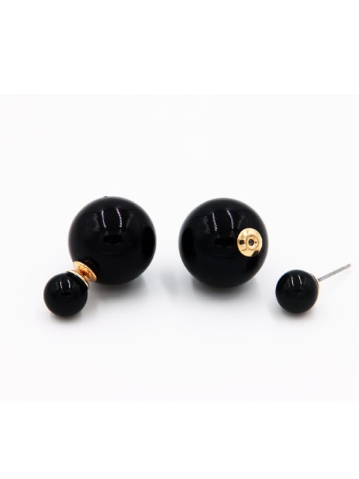 LB RAIDER Custom Black Round Studs stud Earring with Gold Plated 0