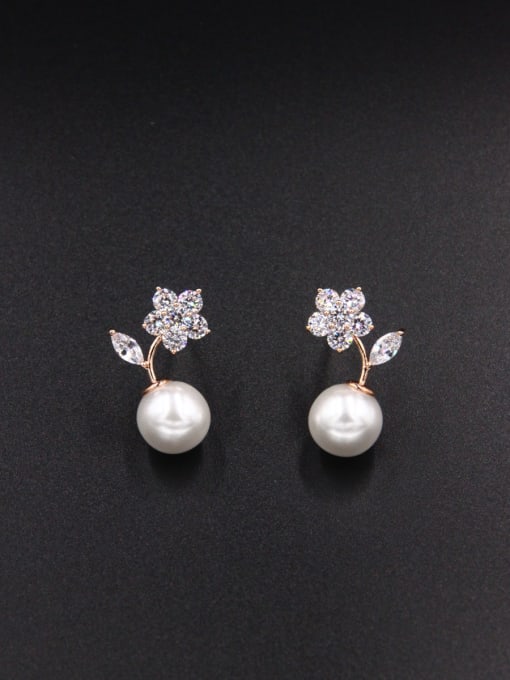 LB RAIDER White Flower Drop drop Earring with Gold Plated Zircon