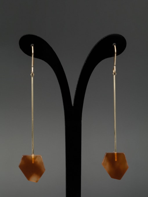 Lauren Mei New design Gold Plated chain Acrylic Drop drop Earring in Orange color 0