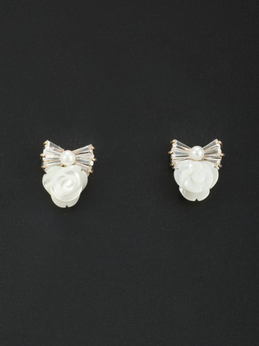 LB RAIDER White Flower Youself ! Gold Plated  Studs stud Earring 0