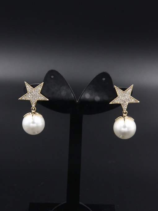 LB RAIDER Model No NY37051-002 Custom White Star Drop drop Earring with Gold Plated
