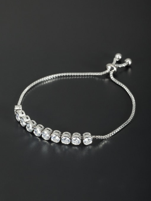 Cubic Y80 A Platinum Plated Stylish Zircon Bracelet Of Round 0