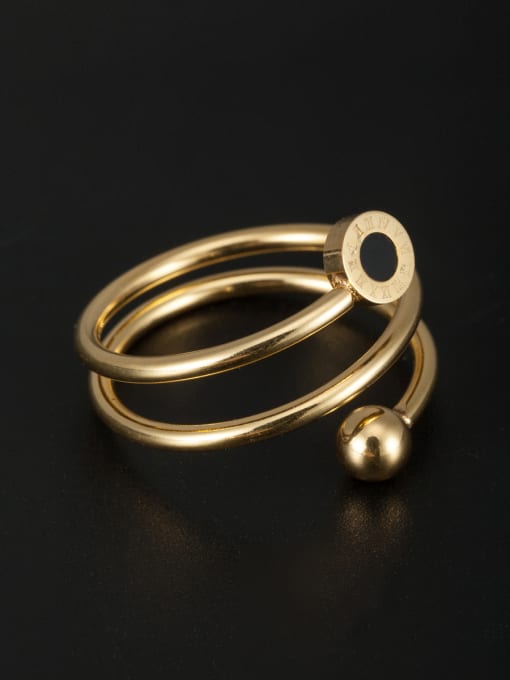 Jennifer Kou Round Stainless steel Beads Gold Stacking Ring  6-9# 1