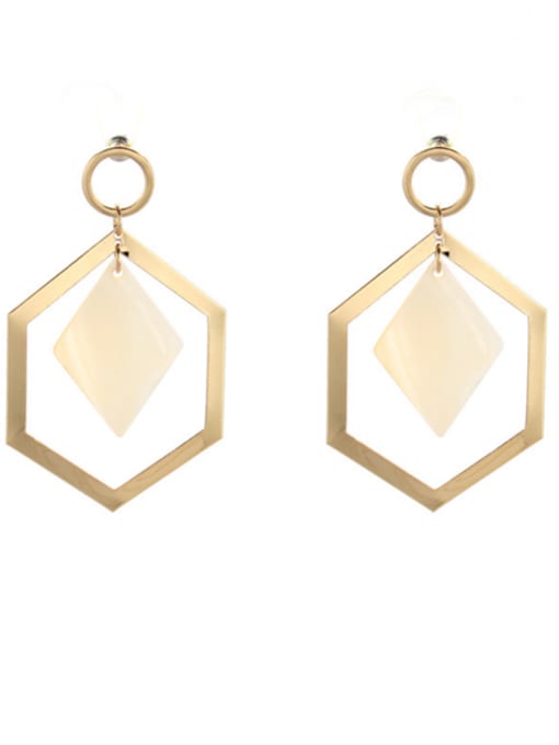 Belle Xin Gold Plated Zinc Alloy Geometric Gold Shell Beautiful Drop drop Earring 0