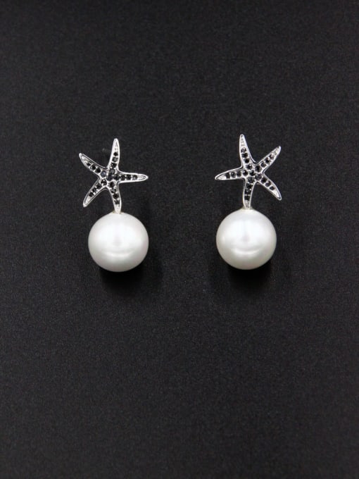 LB RAIDER Mother's Initial White Drop drop Earring with Pearl 0