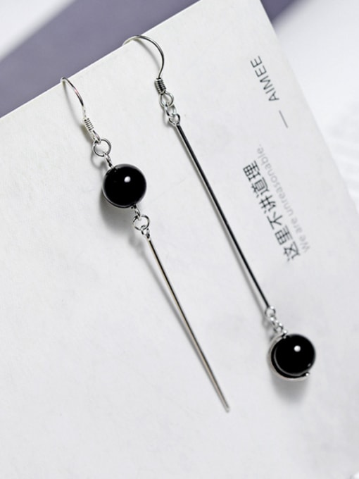  Custom Black Charm Drop drop Earring with Silver-Plated 925 Silver 0