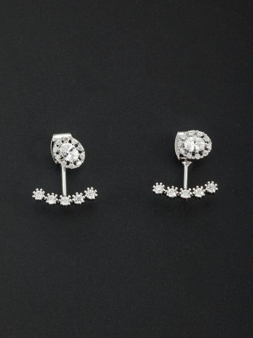 LB RAIDER Mother's Initial White Studs stud Earring with Zircon