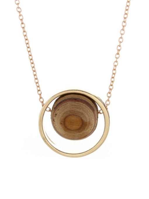 Belle Xin Mother's Initial Brown Necklac with Round 0