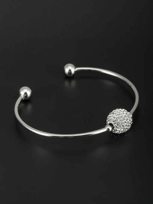 Cubic Y80 Platinum Plated Round Rhinestone White Bangle 0