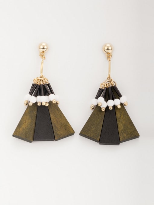 YIDA  Fashion Gold Plated Wood Triangle Drop drop Earring 0